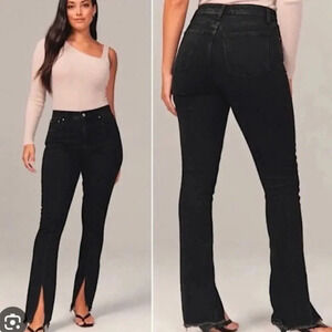 Abercrombie & Fitch Black Split Hem The Skinny High Rise Jeans Size 4L